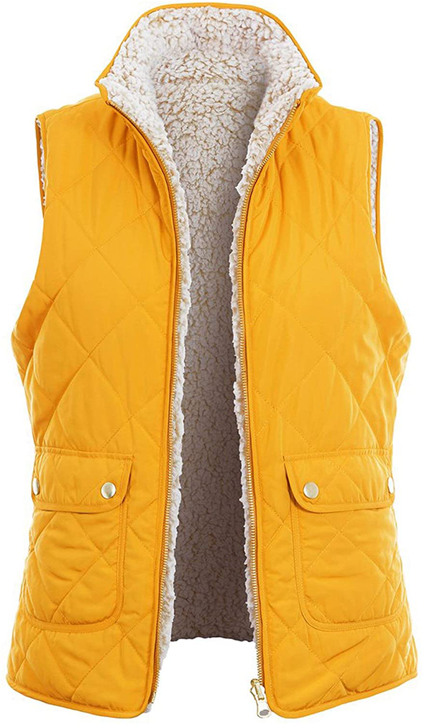 TOP LEGGING TL Women's Padded Lightweight Packable Puffer Vest Stand Collar Zip Up Jacket