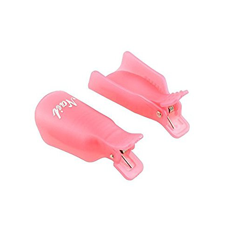 Onwon 10Pc Professional Plastic Acrylic Nail Art Soak off Cap Clip Uv Gel Polish Remover Wrap Cleaner Clip Cap Tool (Pink)
