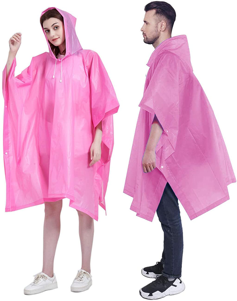HLKZONE Rain Poncho, [Pack of 2] Portable EVA Raincoat with Hood Reusable Rain Coats Emergency Camping Survival Kits