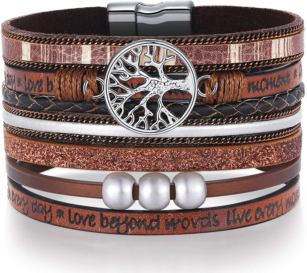 Inspirational Tree of Life Leather Bracelet