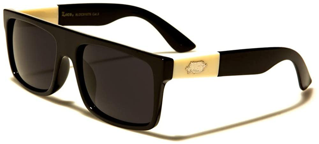 Locs 91075 Black Sunglasses | Authentic Gangster Squared Flat Top Ivory Arms Shades