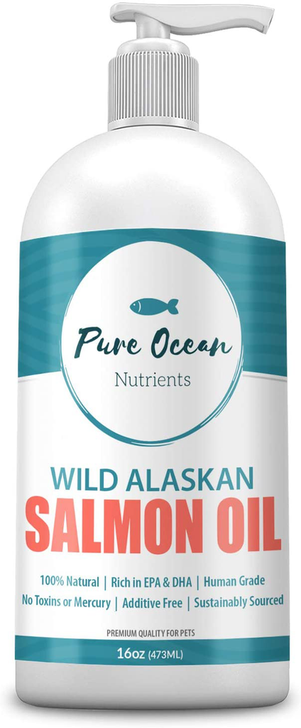 Pure Ocean Nutrients Wild Alaskan Salmon Oil for Dogs and Cats; Natural Supplement with Omega 3's to Support Joint, Heart, and Immune Health; Promotes a Shiny Soft Coat and Healthy Skin