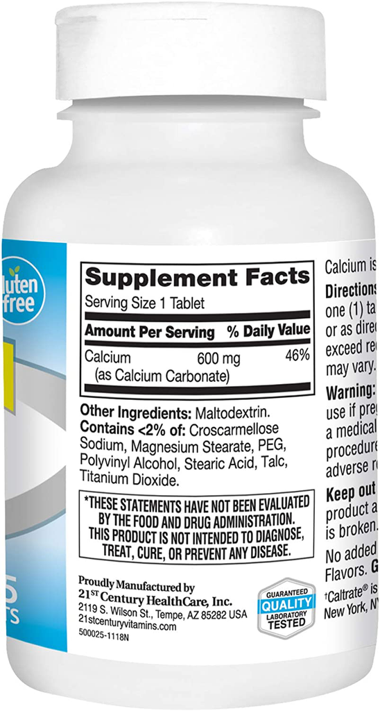 21st Century Calcium Supplement, 600 mg, 75 Count