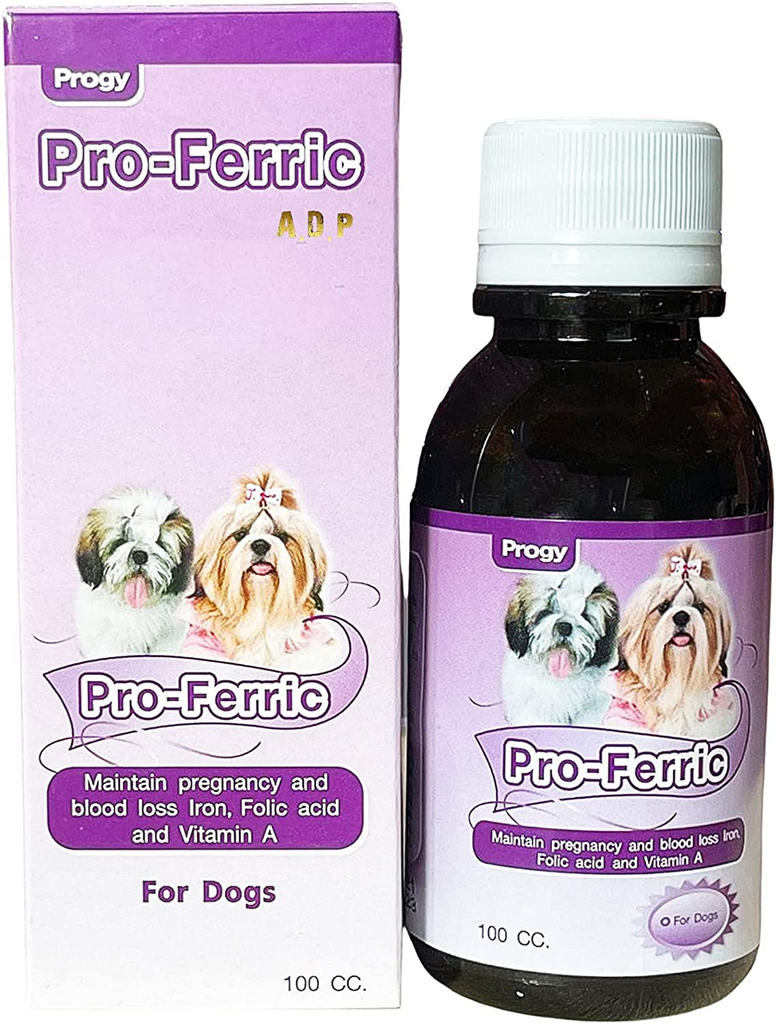 PRO-FERRIC 100 CC. Liquid Tonic Best Pet Booster Blood Support for Dogs Puppies Iron & Multi Vitamins Supplement Super Increasing Animal Immunity Energy & Power, Folic B6 B12 Promotes Red Blood Cell