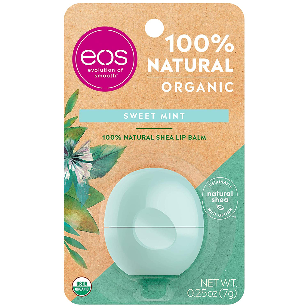 Eos USDA Organic Lip Balm, Sweet Mint, Moisturize Dry Lips, 100% Natural and Gluten Free, Long Lasting Hydration