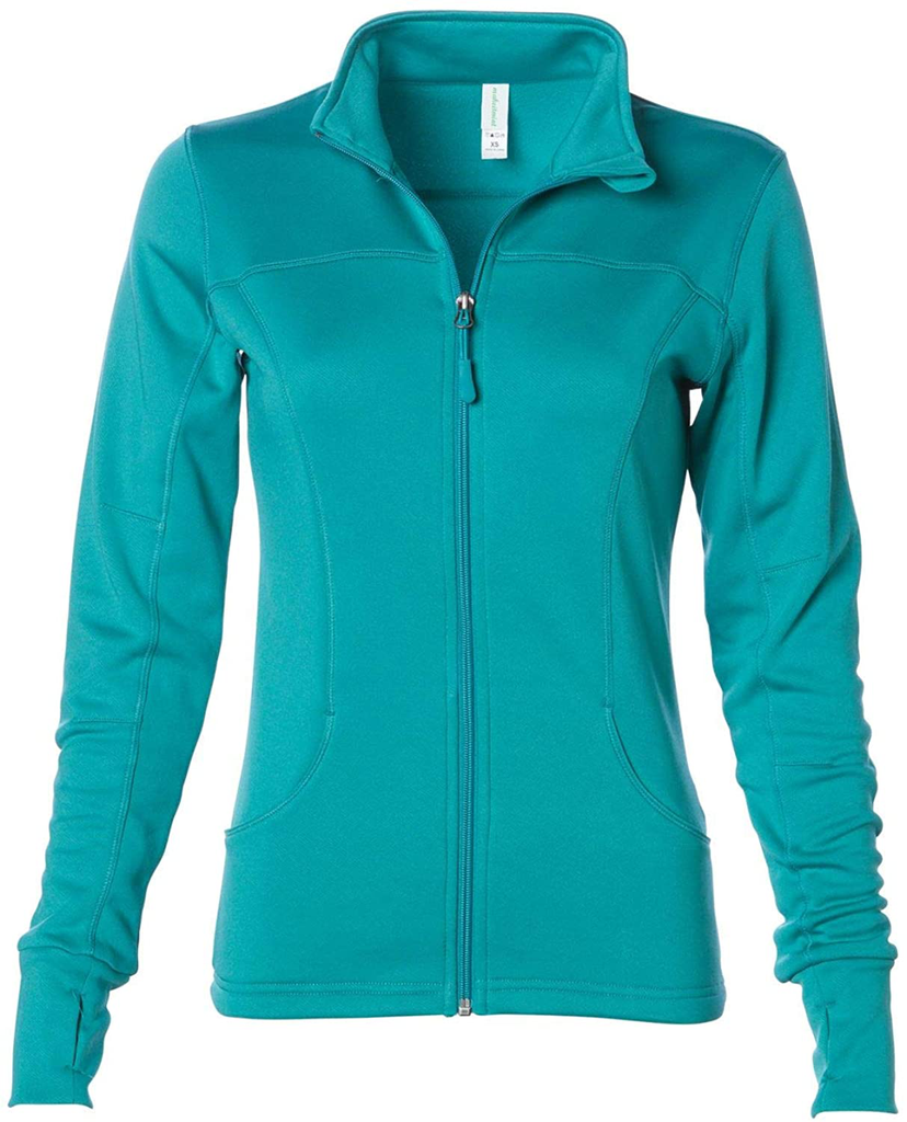 makeitmint Women's Comfy Zip Up Stretchy Work Out Track Jacket w/Back Pocket