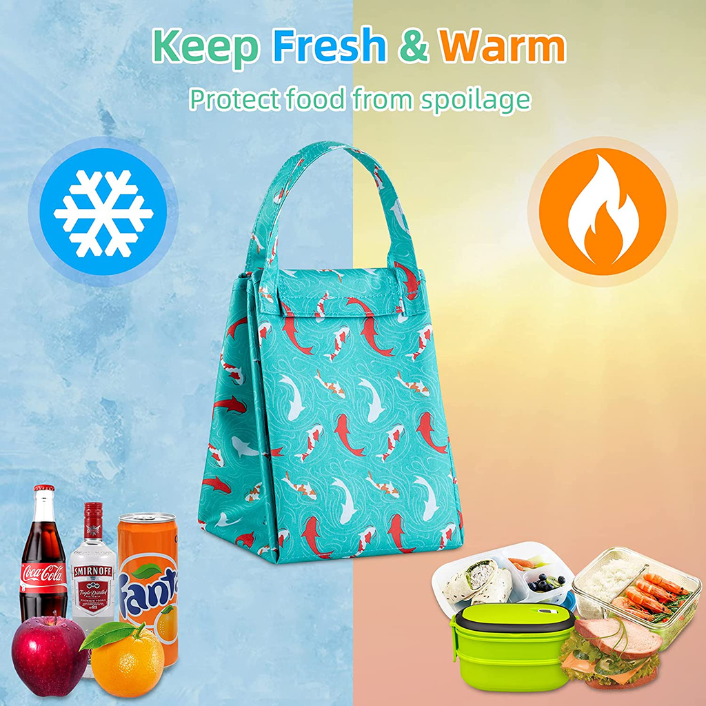 TKEPQ Lunch Bags for Women Fold Reusable Handbag Insulated Lunch Tote Bag Box Containers With Aluminum Foil for Men - Work/Picnic/Travel/School/Office