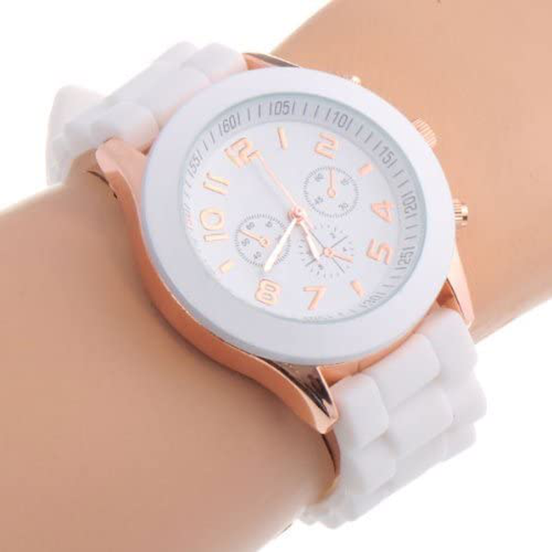 Women's Silicone Gel Ceramic Style Jelly Band Classic Watch 