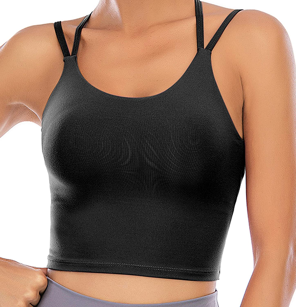 Vorcy Womens Padded Sports Bra Fitness Workout Running Camisole Crop Top with Built in Bra