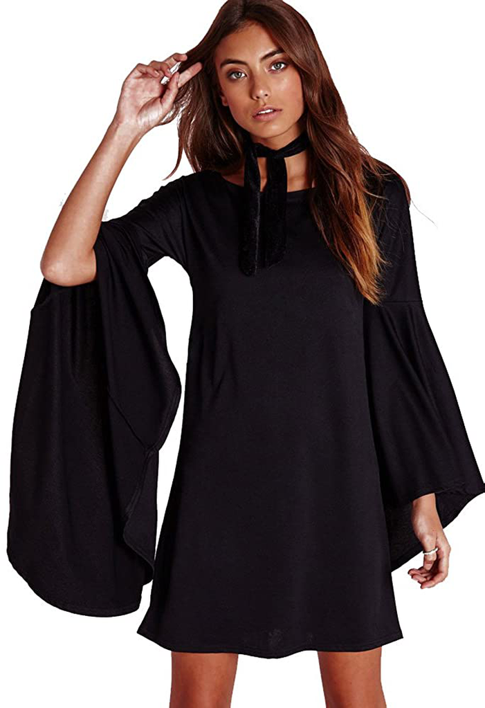 VIVICASLTE Women's USA Long Flare Bell Sleeve Blouse Mini Dress