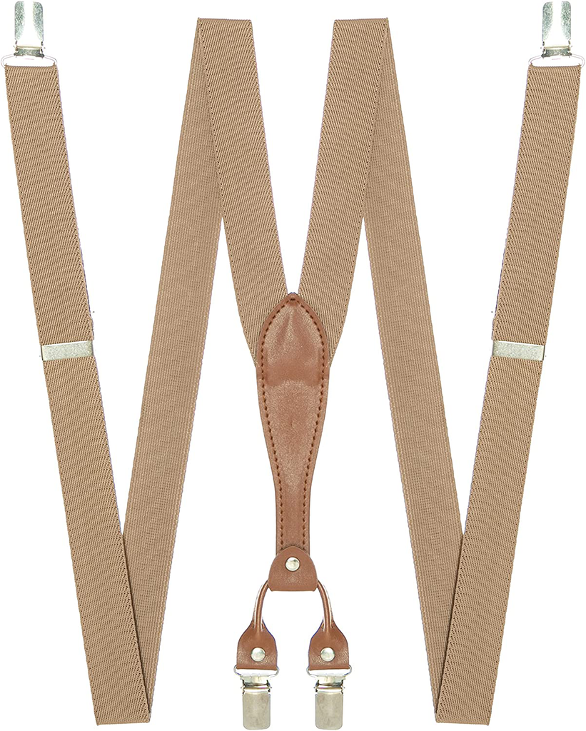 Adjustable Thin Y- Back Style Suspenders for Women and Men with 4 Metal Clips