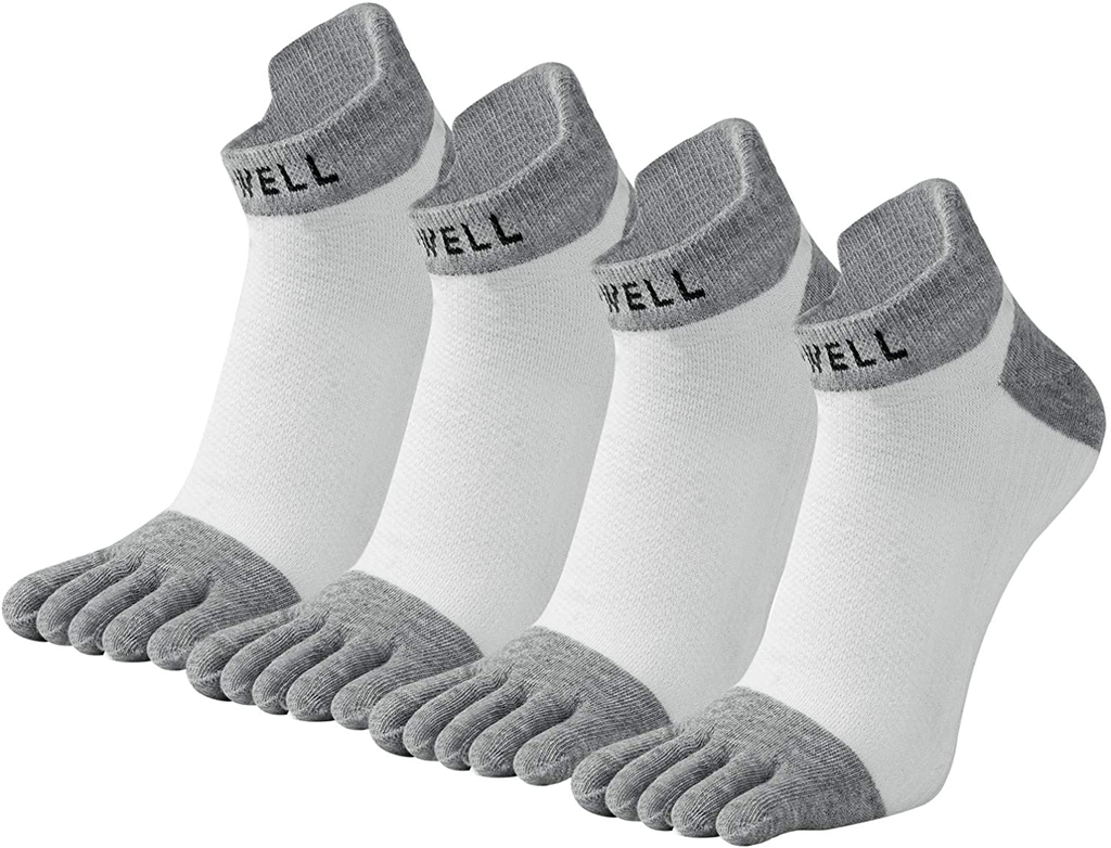 Men's Cotton Toe Socks Five Finger Socks No Show Crew Athletic Socks for Running 4 Pairs(Size 7-11)