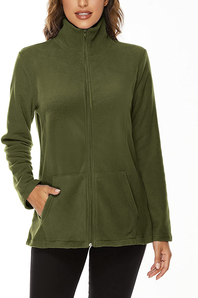 Hibelle Women's Outdoor Full-Zip Thermal Fleece Jacket with Pockets