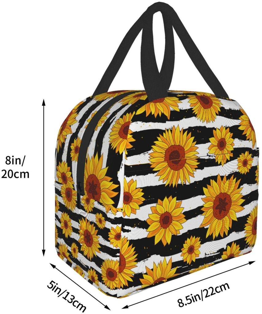 Insulated Lunch Bag with pocket Reusable Lunch Organizer Box Lunch Cooler Tote for Women Men Adults Work Picnic (Wild Chrysanthemum)