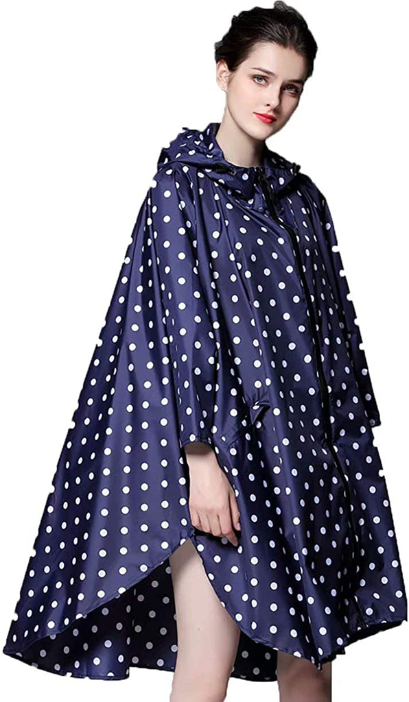 Rain Poncho for Women Adults Hooded Jacket Waterproof Reusable Hiking Rain Coat with Pockets