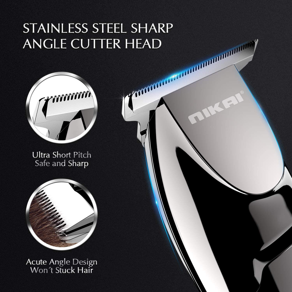 Cordless Electric Clippers, Men's Hair Clipper and Hairdressing Tool Set, Used for Men's Beard Trimming, Haircuts, etc, Rechargeable, with LED Display, 5 Length Combs, Silver ZEKEE