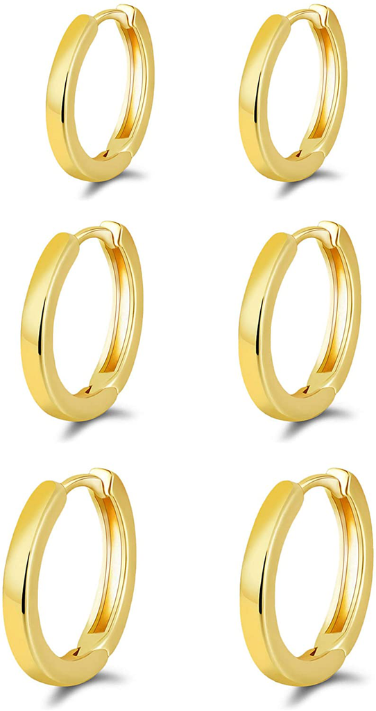 micuco Small Hoop Earrings for Women 14K Gold Plated Hoop Huggie Earrings for Men Hypoallergenic Earrings Tiny Cartilage Ear Jewelry for Women