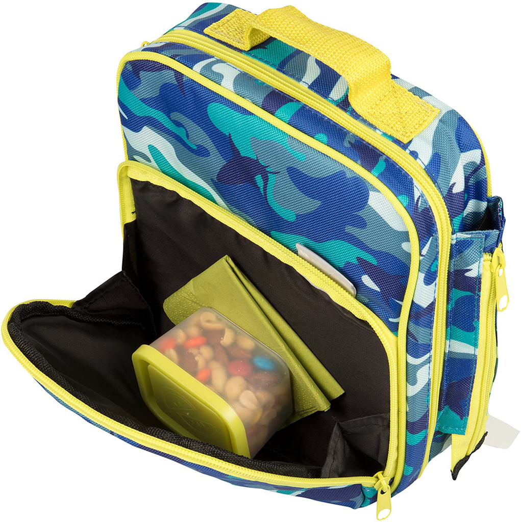 Insulated Durable Lunch Bag - Reusable Lunch Box Meal Tote With Handle and Pockets, Works with Bentology Bento Box, Bentgo, Kinsho, Yumbox (10"x8"x3.5") - Jets