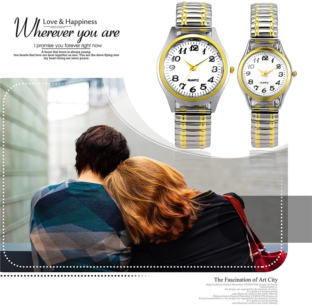 Avaner Elastic Strap Wristwatch, Couple Bangle Watch, Ultrathin Bracelet Watch, Big Number Analog Quartz Watch for Men and Women