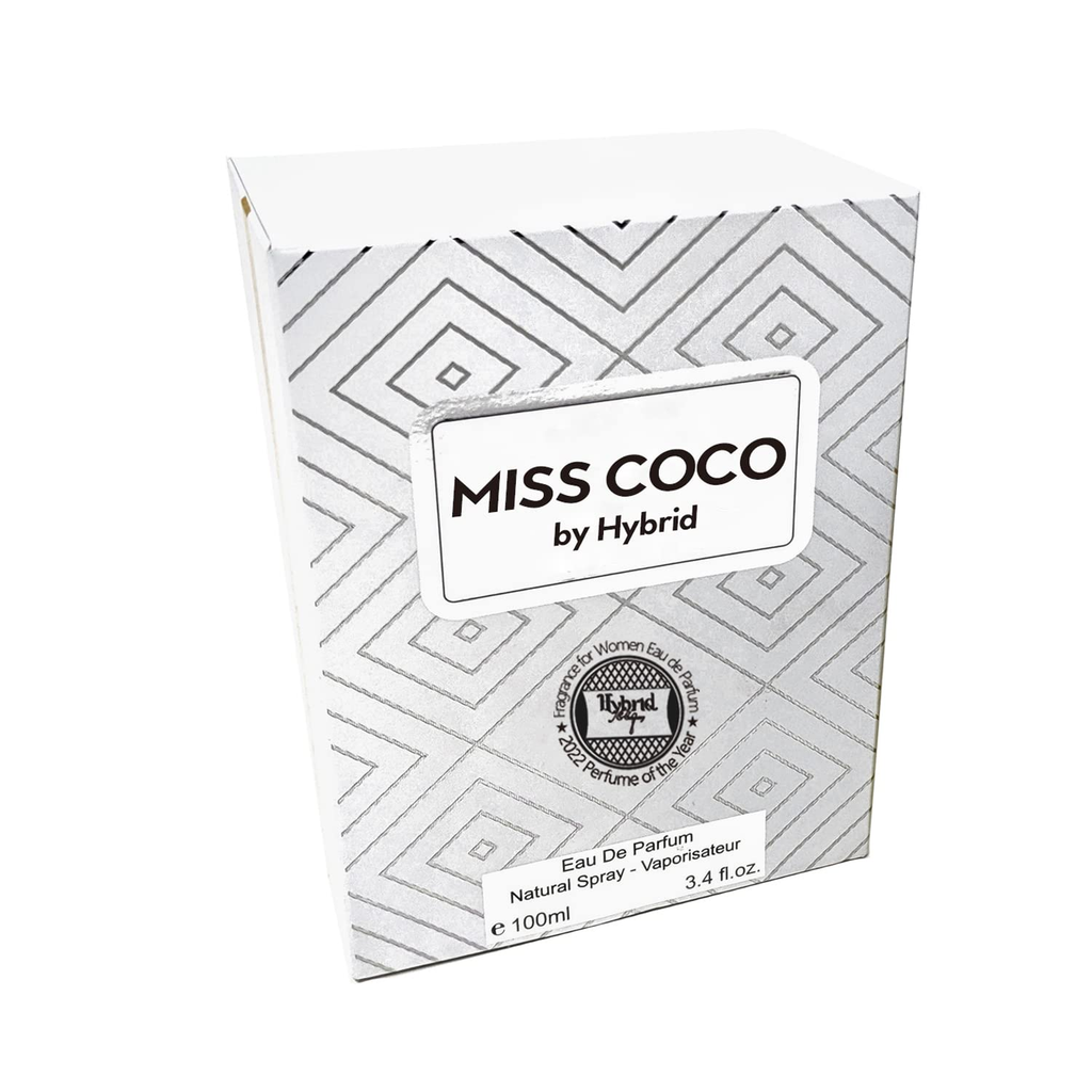 Hybrid & Company Miss Coco Fragrance for Women Eau De Parfum Natural Spray Sensual Scent, 3.4 Fl Oz