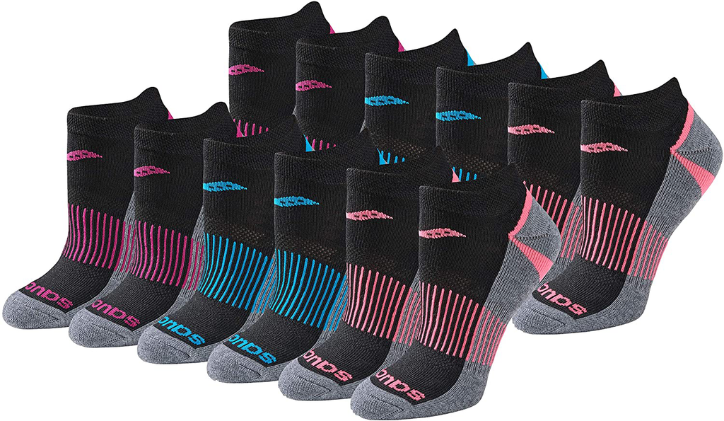 Saucony Women's Selective Cushion Performance No Show Athletic Sport Socks (6 & 12 Pairs)