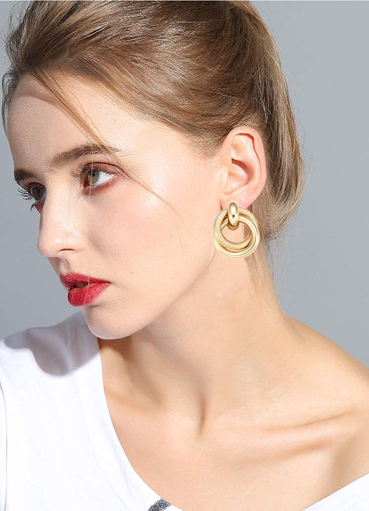 Twisted Earrings Round Double Circle Stud Earrings