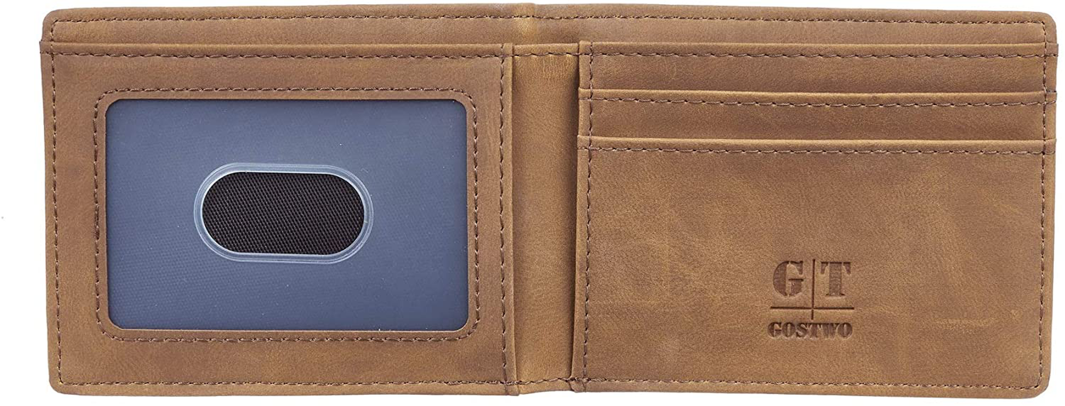 Gostwo Wallet for Men Slim Minimalist Front Pocket Wallet  Genuine Leather ID Window Card Case(Cros Black) : Clothing, Shoes & Jewelry