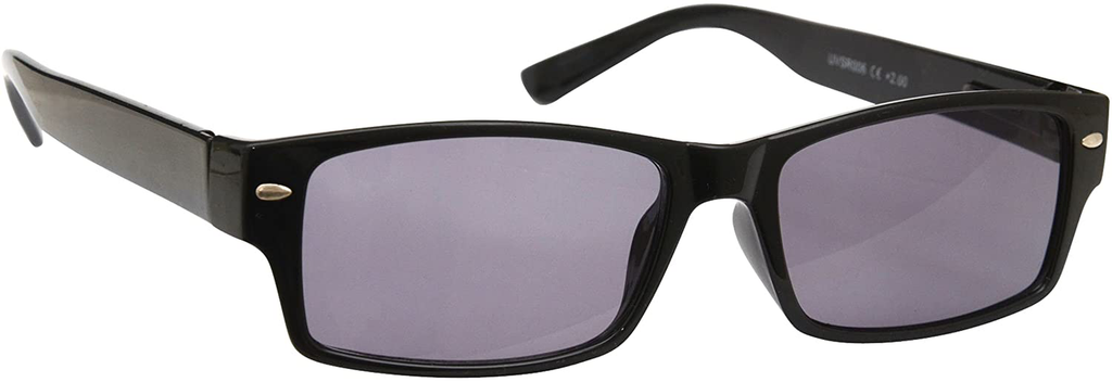 The Reading Glasses Company Black Sun Readers UV400 Mens Womens Spring Hinges S6-1 +2.50