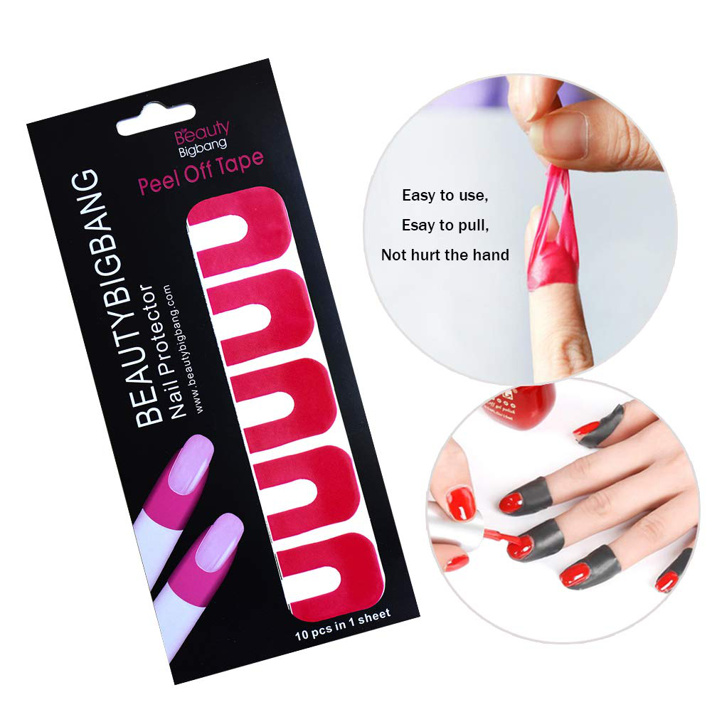 BEAUTYBIGBANG Plastic Nail Polish Protector - 10 Sheets 100 Piece Disposable Peel off Sticker U-Shape Tape for Nail Art Painting Stamping Manicure Tool