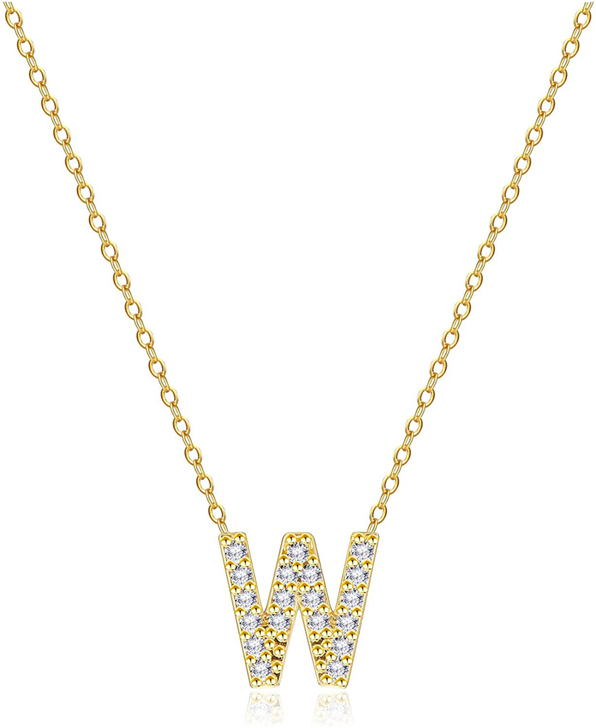 Graduation Gifts for Women Girls,925 Sterling Silver 18K Yellow Gold Plated Initial Chain Necklace | Letter Pendant Necklaces for Women Girls