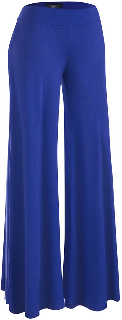 Made By Johnny Women's Casual Comfy Solid Wide Leg Palazzo Lounge Pants