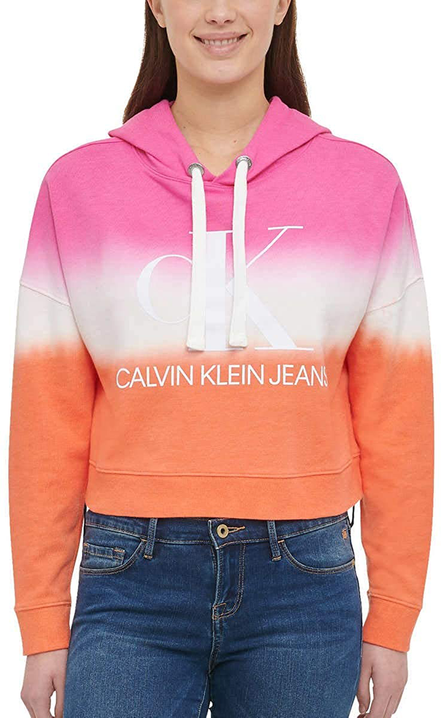 Calvin Klein Jeans Womens Monogram Logo Tie Dye Block Hoodie