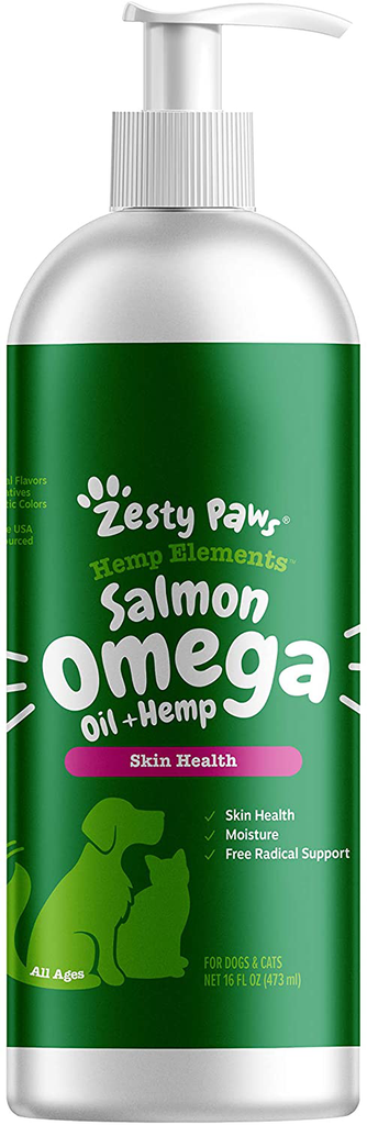Zesty Paws Pure Wild Alaskan Salmon Oil for Dogs and Cats Supports Joint Function Immune Heart Health Omega 3 Liquid Food Supplement for Pets Natural EPA DHA Fatty Acids for Skin and Coat
