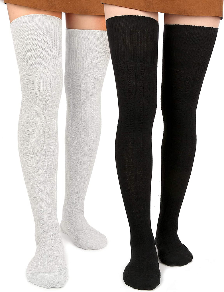 Women Thigh High Socks Extra Long Cotton Knit Warm Thick Tall Long Boot Stockings Leg Warmers