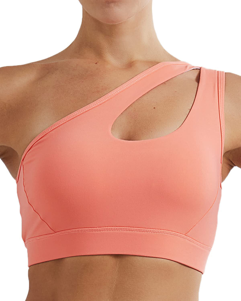 RUNNING GIRL One Shoulder Sports Bra Removable Padded Yoga Top Post-Surgery Wirefree Sexy Cute Medium Support