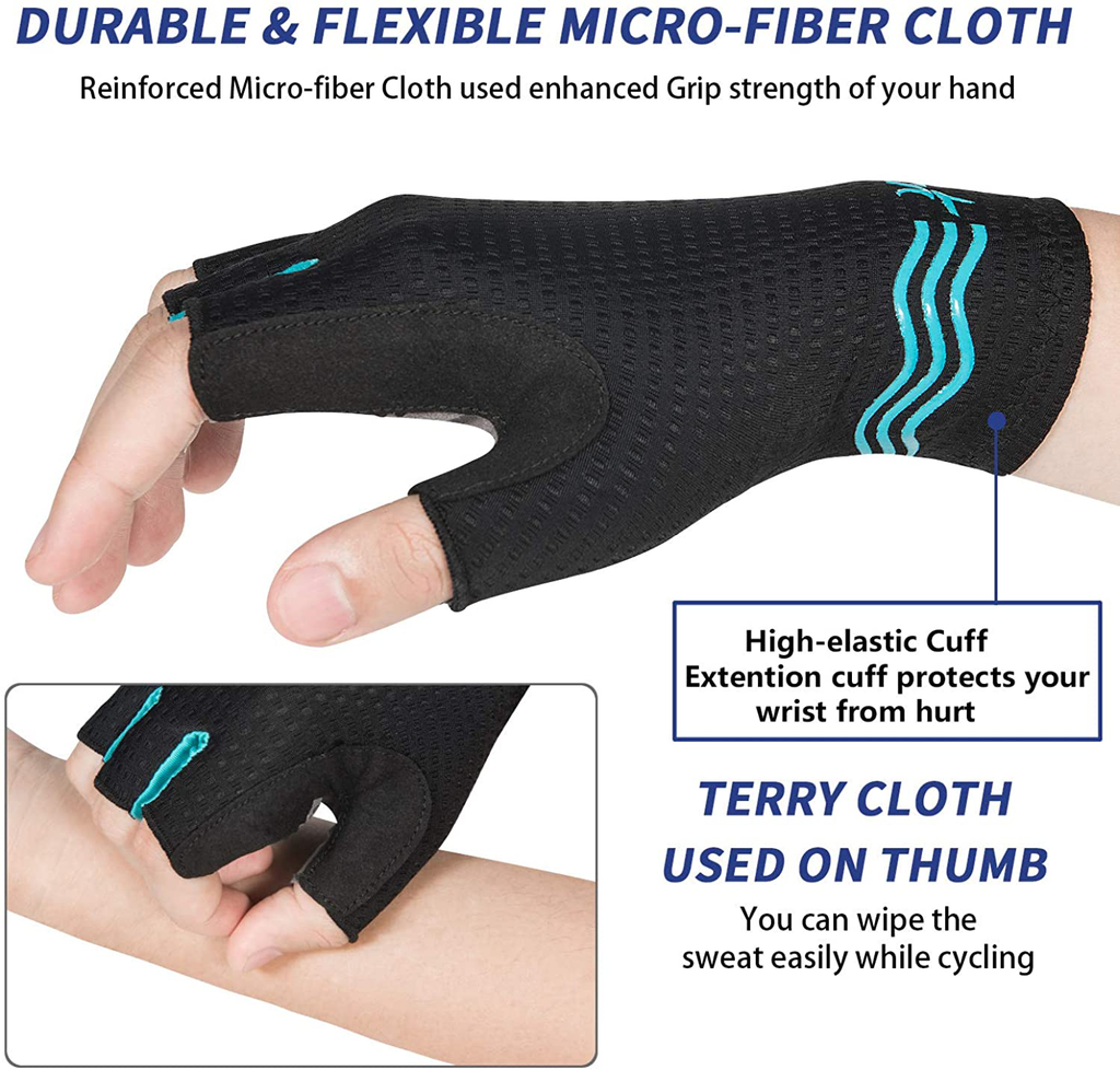 MOREOK Mens Cycling Gloves,Half Finger Biking Glove MTB DH Road Bicycle Gloves Gel Pad Shock-Absorbing Anti-Slip Breathable Motorcycle Mountain Bike Gloves Unisex Women