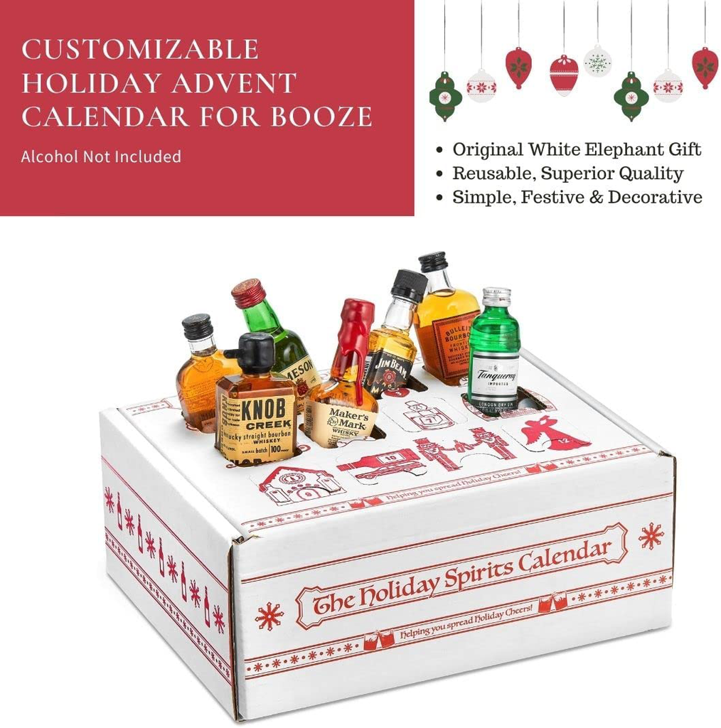 Advent Calendar for Alcohol & Adults | Gift Booze & Wine for Christmas 2021 | Great White Elephant & Holiday Party Hostess Present Idea | Alcohol Not Included (2, Spirits)