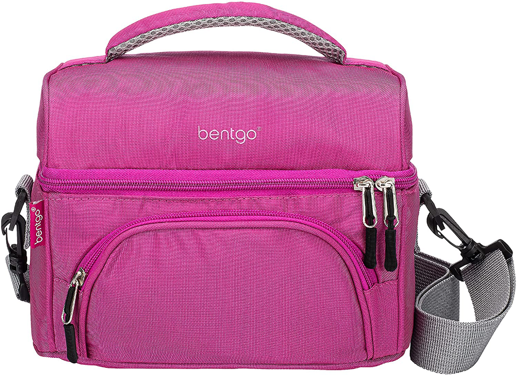 Bentgo Deluxe Lunch Bag - Durable and Insulated Lunch Tote with Zippered Outer Pocket, Internal Mesh Pocket, Padded and Adjustable Straps, & 2-Way Zippers - Fits All Bentgo Lunch Boxes (Gray)