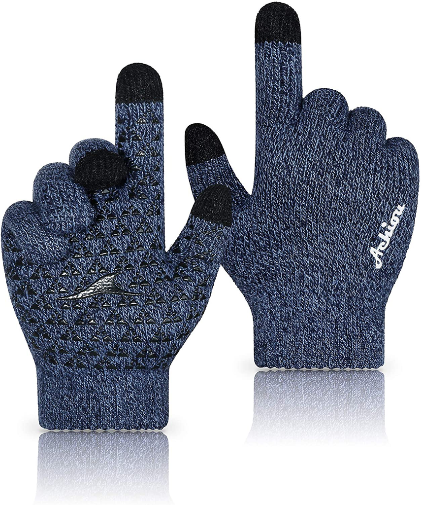 Achiou Winter Knit Gloves Thicken Warm Touchscreen Thermal Soft Lining Texting Generation Ⅱ Upgraded
