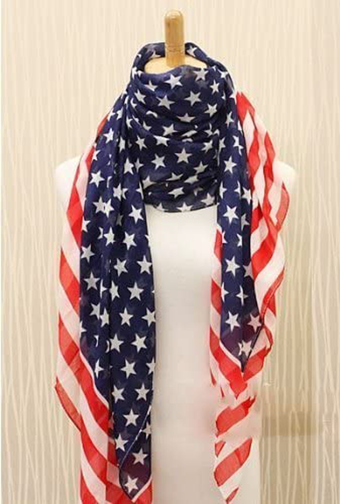 KMG Unisex Fashion Charming Patriot Patriotic US USA American Star Flag Pattern Print Shawl Scarf Wrap Garden, Lawn, Supply, Maintenance