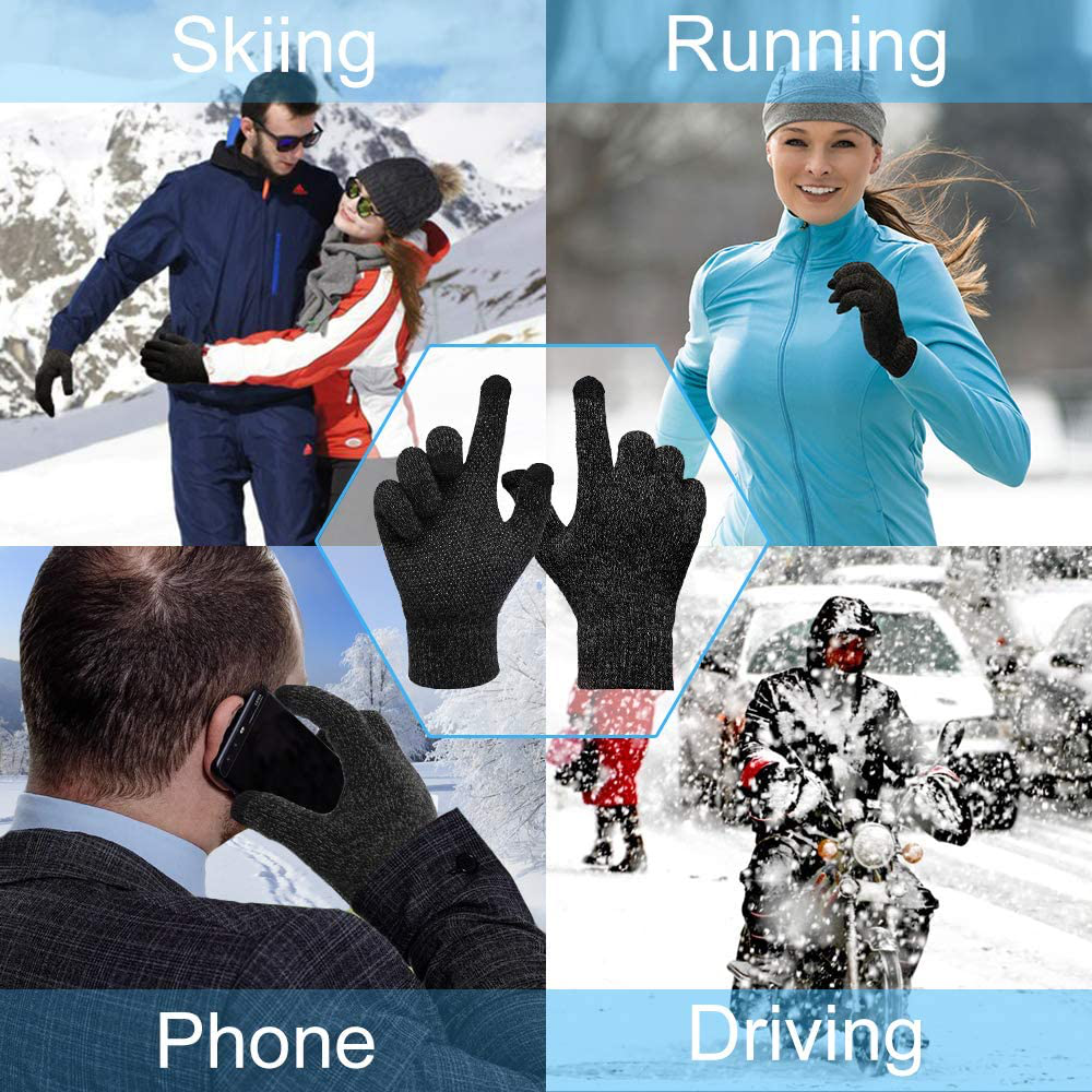 Winter Gloves for Men Women Touchscreen Gloves Anti-Slip Warm Gloves Soft Lining Knit Gloves for Phone Running