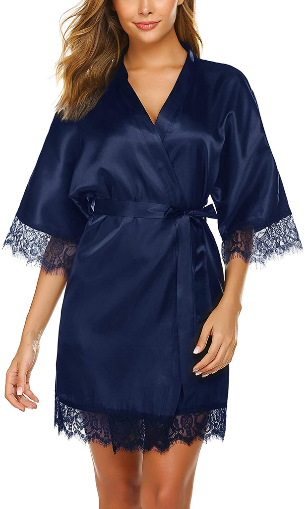 Avidlove Women Satin Kimono Robes Silk Short Bridesmaid Robe Lingerie Dressing Gown S-XXL