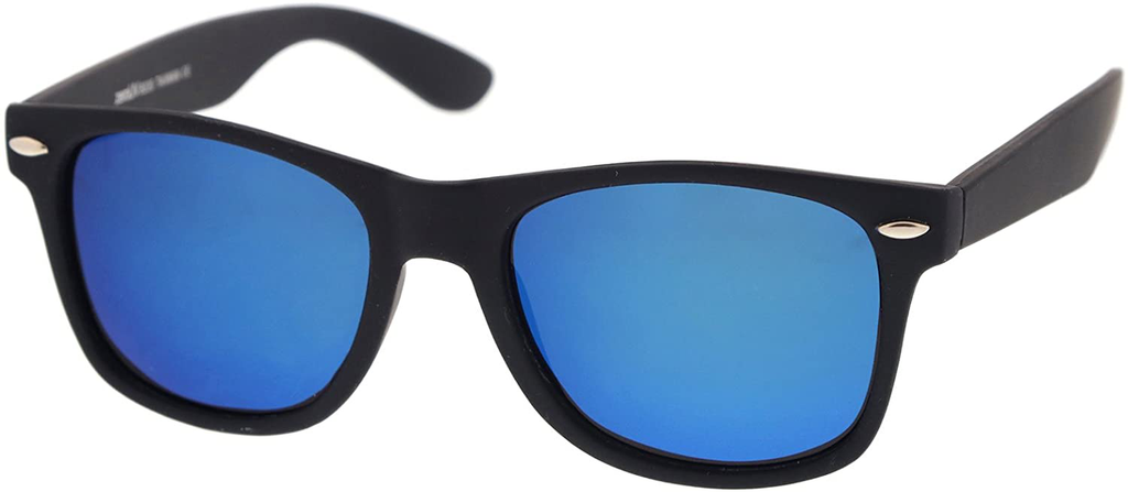 zeroUV - Retro 80's Classic Colored Mirror Lens Square Horn Rimmed Sunglasses for Men Women