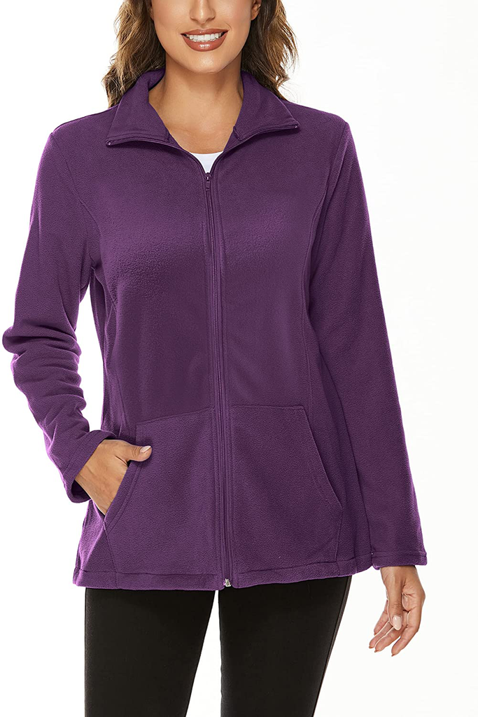 Hibelle Women's Outdoor Full-Zip Thermal Fleece Jacket with Pockets