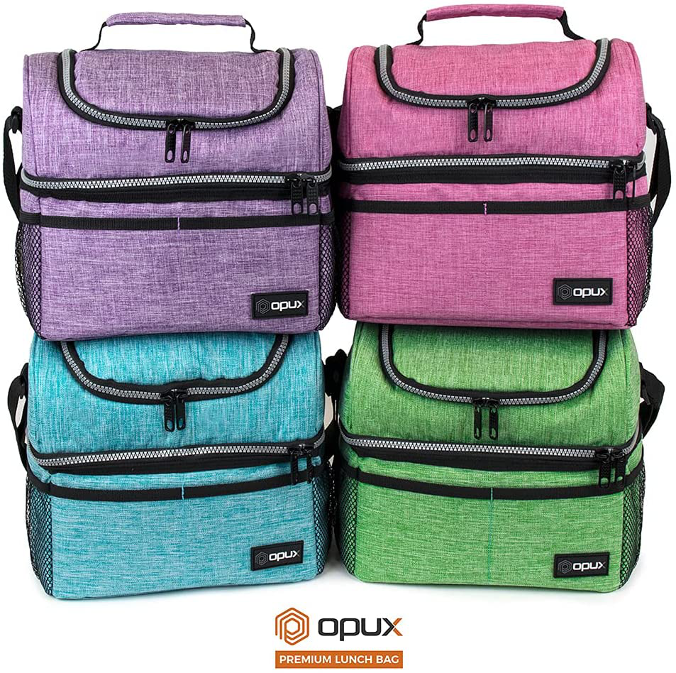 Opux Double Decker Lunch Box Men Women, Insulated Leakproof Cooler