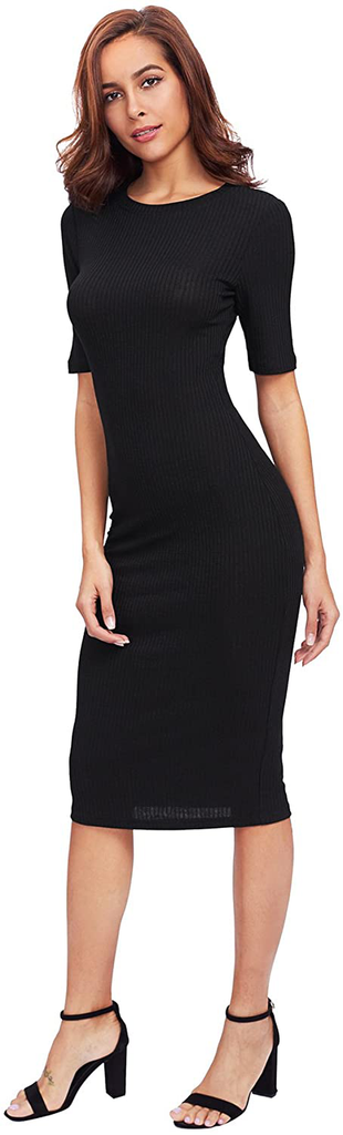 SheIn Women's Short Sleeve Elegant Sheath Pencil Dress MODAndME SheIn Women's Short Sleeve Elegant Sheath Pencil Dress MODAndME
