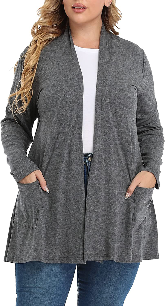 Shiaili Long Plus Size Cardigans for Women Easy to Wear Open Front Clothing