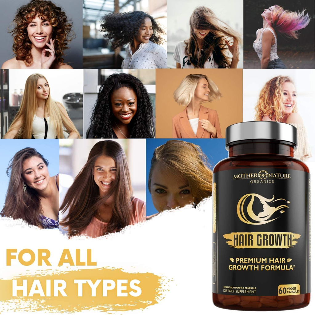 Hair Growth Supplement - High Potency Biotin, Hair Growth Pills (60 Count) - Hair Vitamins for Faster Hair Regrowth, Healthy Hair, Skin, and Nails - Non-Gmo & Vegan Hair Supplement for Women & Men