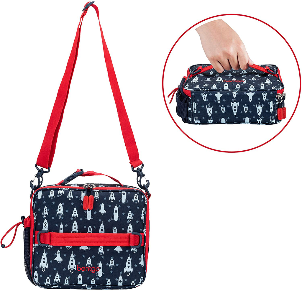 Bentgo Kids' Prints Double Insulated Lunch Bag, Durable, Water-Resistant  Fabric, Bottle Holder - Dinosaurs