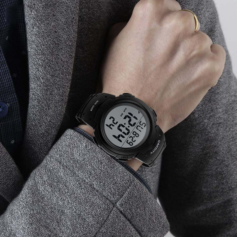 Men's Digital Sports Watch LED Screen Large Face Military Watches